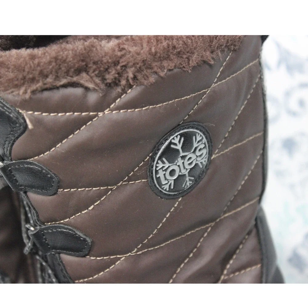 Totes Insulated Quilted Waterproof Winter Boots Women's Size 8‎ Brown Fur Lined